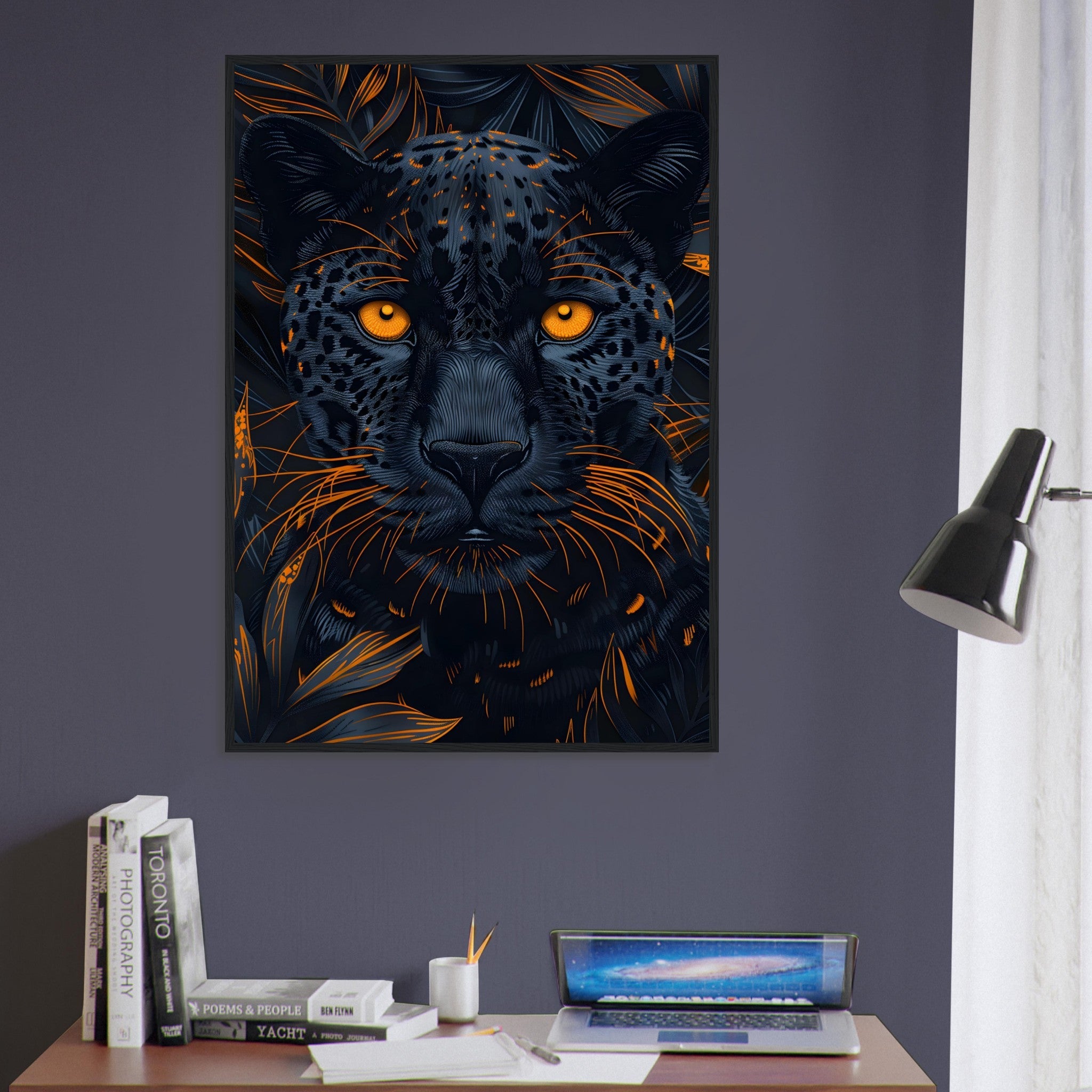 A Black leopard at Night  - Premium Matte Poster